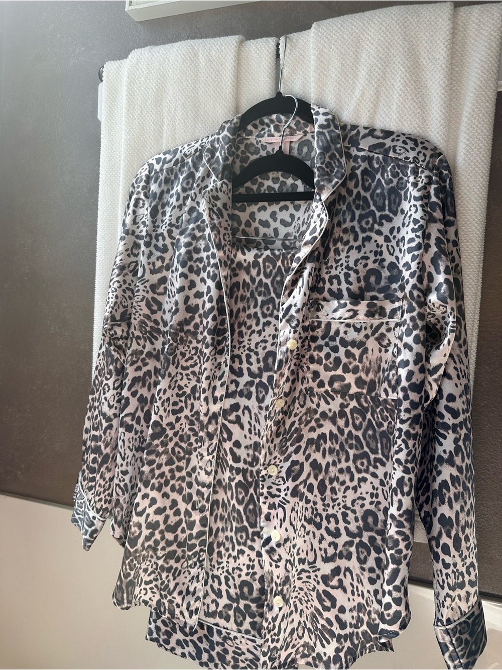 Victoria's Secret Silky Gray & Pinkish Leopard Pajama Set